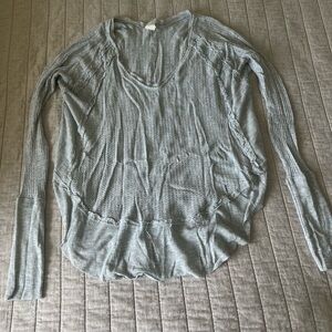 Free People Gray Silver Ribbed Long Sleeve Tunic